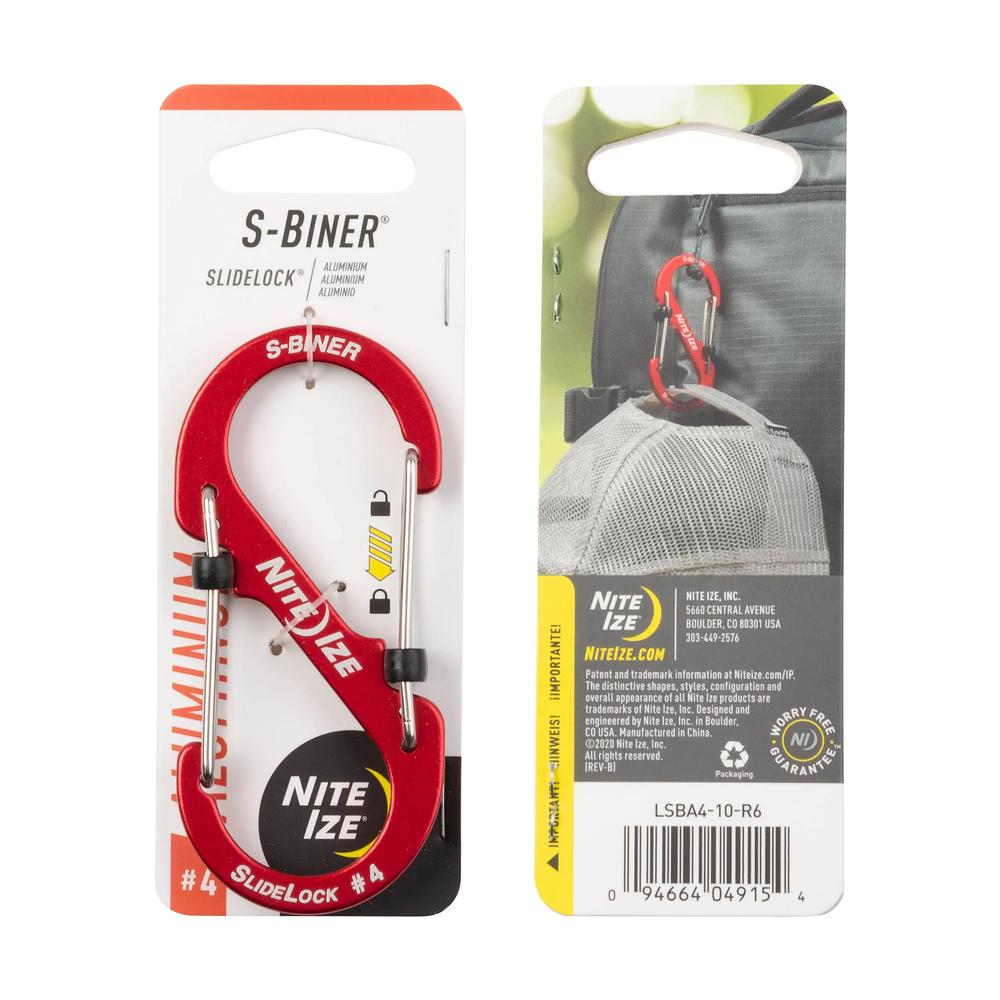 NiteIze S-Biner Slidelock Aluminum Carabiner RED