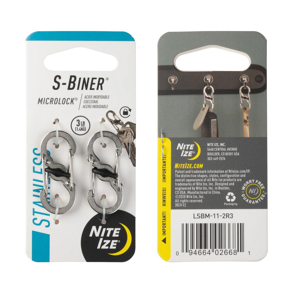 NiteIze S-Biner Microlock 2 Pack STAINLESS