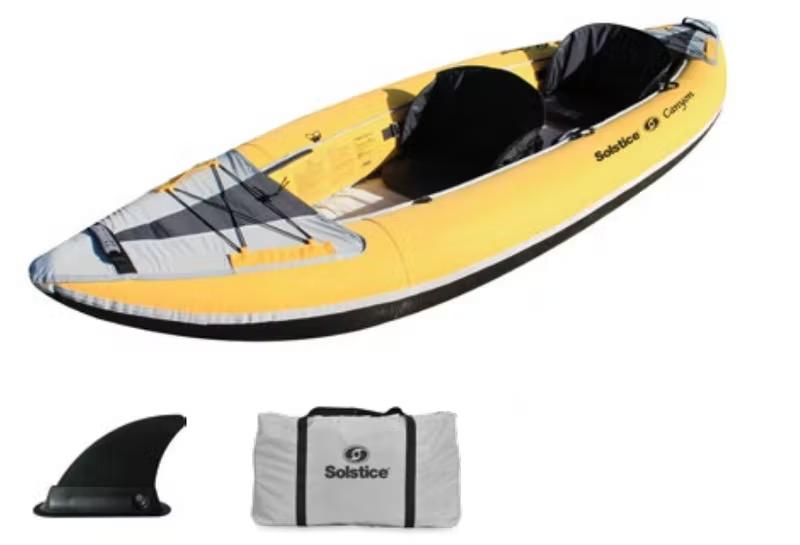 Solstice Canyon Convertible Inflatable Kayak MANGO/BLACK