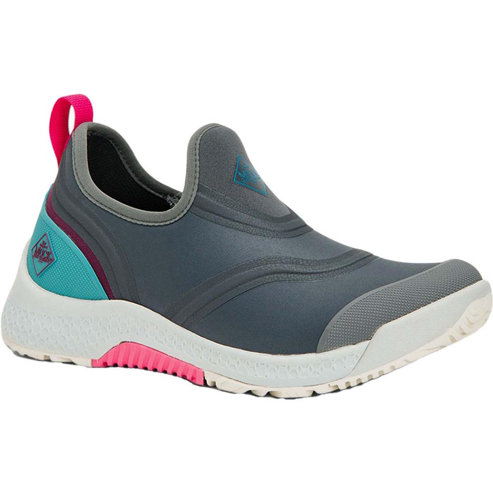 Muck Boot Women's Outscape Slip On Grey DK_GRAY/TEAL/PINK