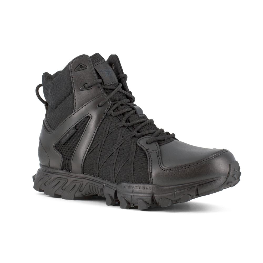 Reebok Men's 6in Trailgrip Tactical Waterproof Side Zip Boot BLACK