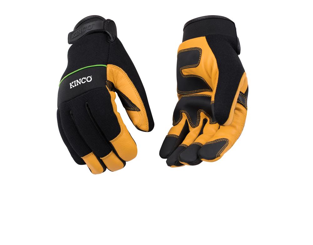 Kinco KincoPro Premium Grain Goatskin and Synthetic Hybrid Gloves with Pull Strap BROWN