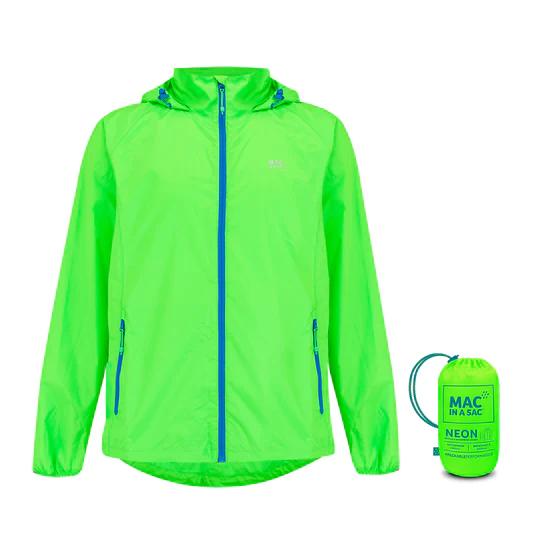Mac in a Sac Origin Neon Waterproof Breathable Packable Jacket GREEN