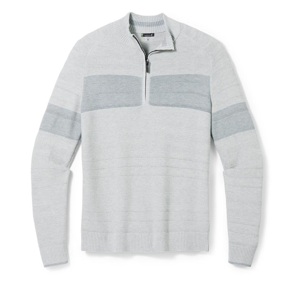 Smartwool Men's Ripple Ridge Stripe Half Zip Sweater LIGHT_GRAY