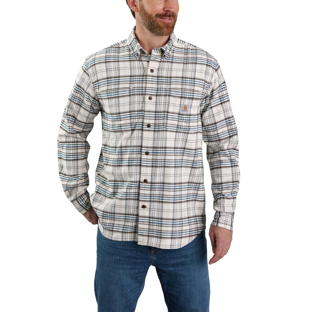 Carhartt Men's Rugged Flex Relaxed Fit Midweight Flannel Long Sleeve Plaid Shirt MALT