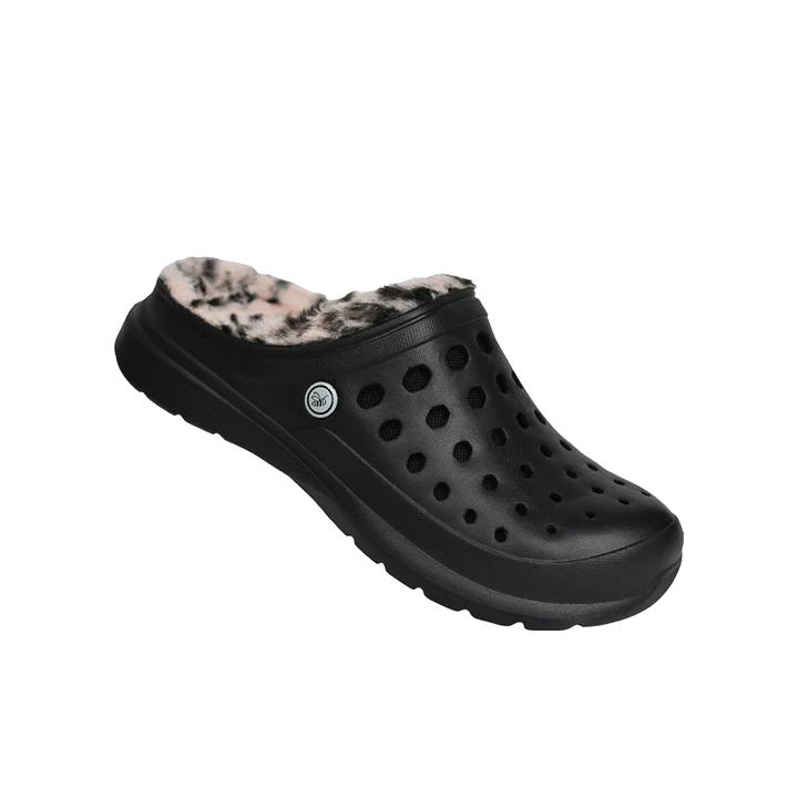 Joybees Adult Cozy Lined Clogs BLK/CHEETAH