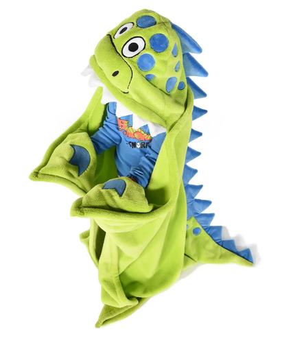 Lazy One Kids' Green Dinosaur Hooded Blanket