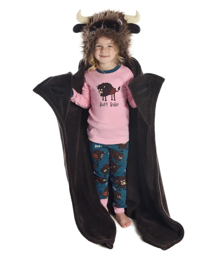 Lazy One Kids' Buffalo Hooded Blanket BUFFALO