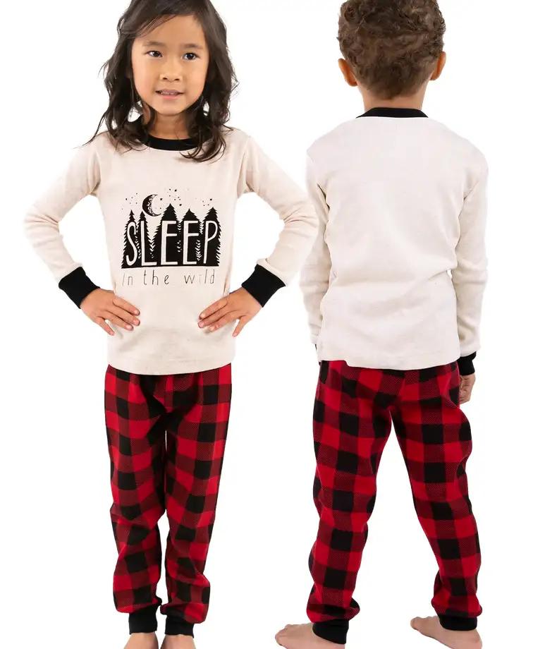 Lazy One Kids' Sleep Wild Long Sleeve Pajama Set CREAM_RED
