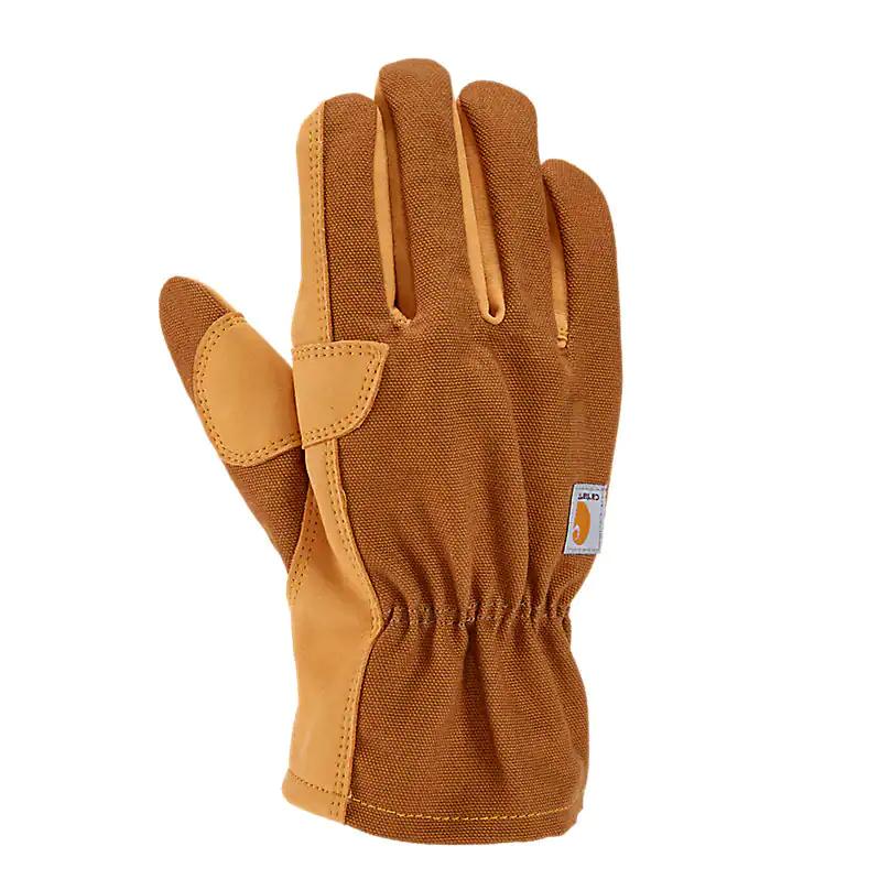 Carhartt Men's Duck Synthetic Leather Open Cuff Work Glove BROWN