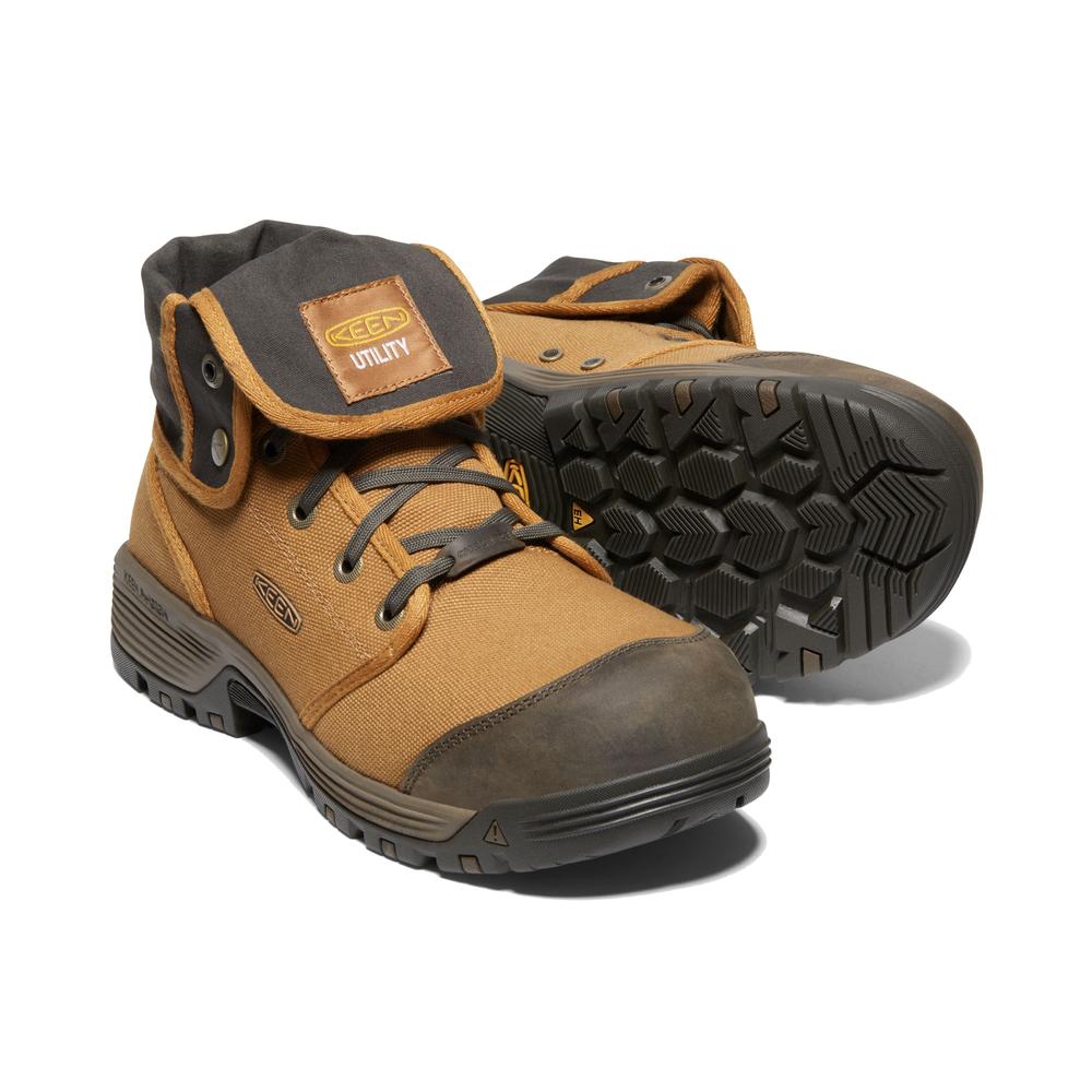 Keen Men's Roswell Mid Carbon Toe Work Boots ALMOND/BLACK_OLIVE
