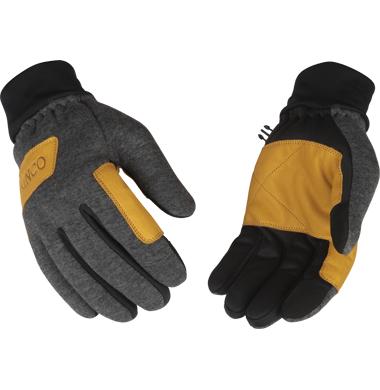 Kinco Lined Lightweight Fleece Hybrid Double Palm Gloves BLACK/TAN