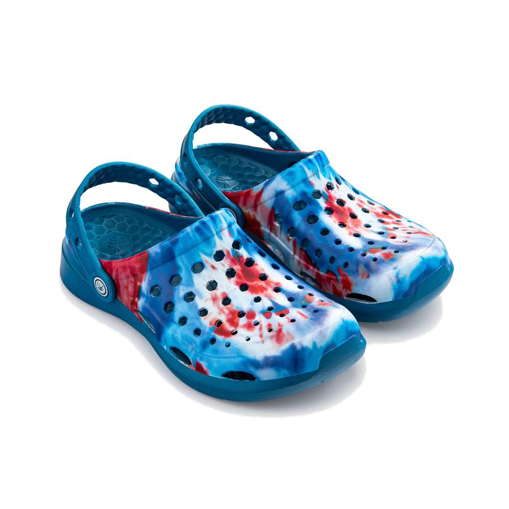Joybees Adult Active Graphic Clogs RED_WHT_BLU_TIE_DYE