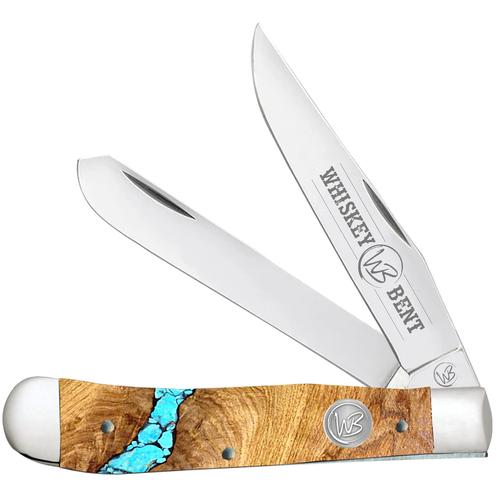Whiskey Bent Knives Turquoise River Acrylic Handle Trapper Knife