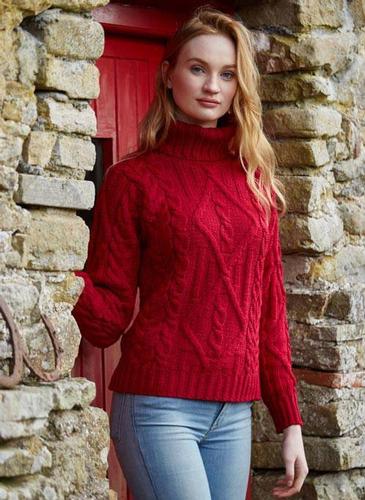Aran Crafts Women's Traditional Turtleneck Sweater
