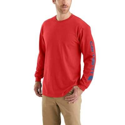 Carhartt Men's Loose Fit Heavyweight Long Sleeve Logo Sleeve Graphic T-Shirt FIRE_RED