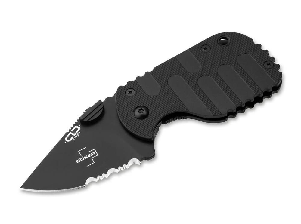 Boker Subcom 2 All Black Serrated Folding Knife BLACK_SERRATED