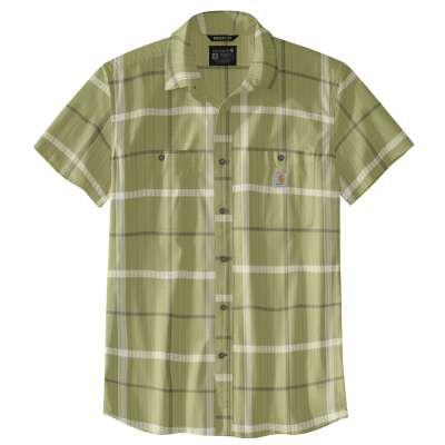 Carhartt Men's Rugged Flex Relaxed Fit Lightweight Short Sleeve Plaid Shirt GREEN_OLIVE