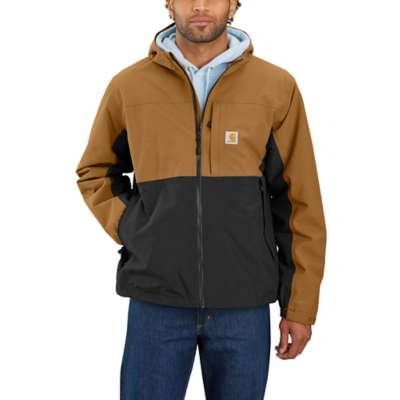 Carhartt Men's Big and Tall Storm Defender Relaxed Fit Lightweight Packable Jacket C.BROWN_BLACK