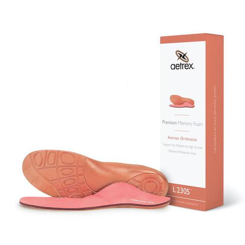 Aetrex Women's Premium Memory Foam Cupped Heel with Metatarsal Support Orthotics