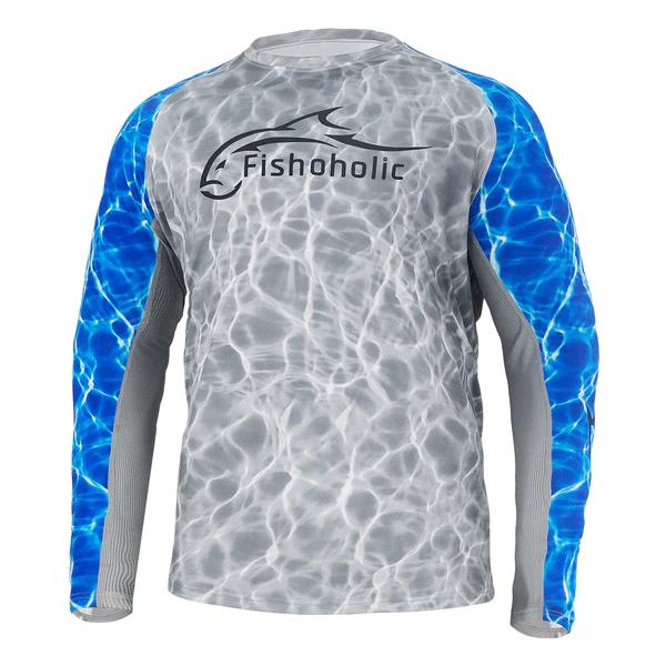 Fishoholic UPF 50+ Long Sleeve Performance Shirt GREYBLUE_H2O