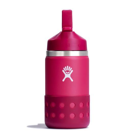 Hydro Flask Kids' 12oz Wide Mouth Bottle with Straw Cap and Boot PEONY