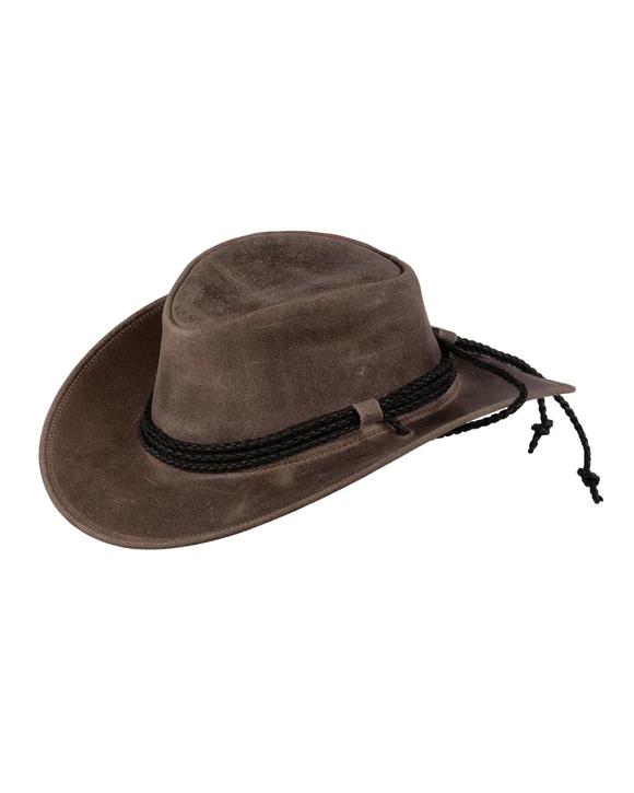 Outback Trading Company Dawson Full Brim Leather Hat SMOKE