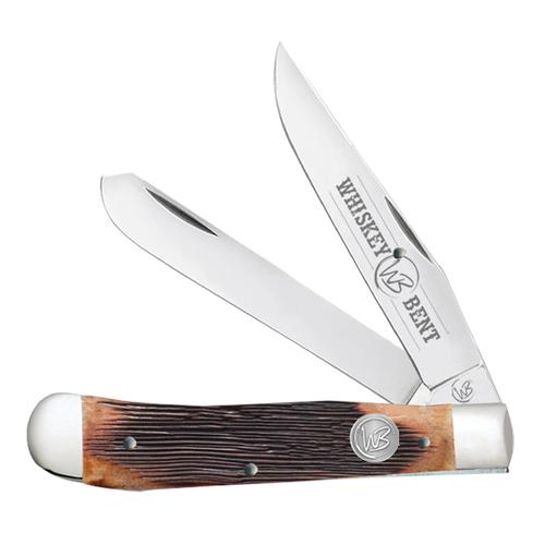 Whiskey Bent Knives Trapper Sawmill Natural Bone Handle Folding Knife