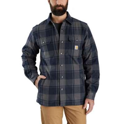 Carhartt Men's Relaxed Fit Flannel Sherpa-Lined Shirt Jac NAVY