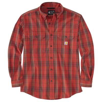 Carhartt Men's Loose Fit Midweight Chambray Long Sleeve Plaid Shirt CHILI_PEPPER_SHADOW