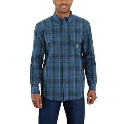 Carhartt Men's Loose Fit Midweight Chambray Long Sleeve Plaid Shirt Big and Tall Sizes DARK_BLUE_NAVY