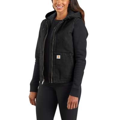Carhartt Women's Washed Duck Hooded Insulated Vest BLACK