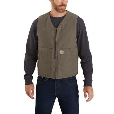 Carhartt Men's Big and Tall Relaxed Fit Washed Duck Sherpa Lined Vest DRIFTWOOD