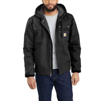 Carhartt Men's Big and Tall Relaxed Fit Washed Duck Sherpa Lined Utility Jacket BLACK