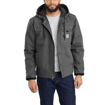 Carhartt Men's Big and Tall Relaxed Fit Washed Duck Sherpa Lined Utility Jacket GRAVEL