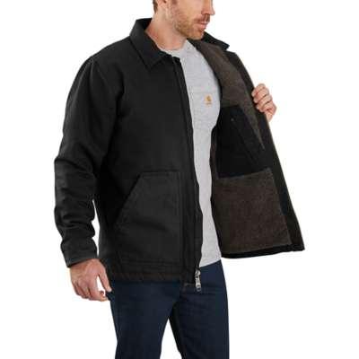 Carhartt Men's Sherpa-Lined Washed Duck Field Jacket Relaxed Fit - 2 Warmer Rating BLACK